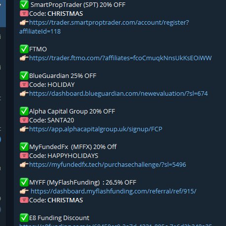 forex_FCP's tweet photo. Christmas Prop Firms discount share :
👉 https://t.co/SJxGAgu2En

#forex #fx #propfirm #trading #trader https://t.co/1S4g5I36f7