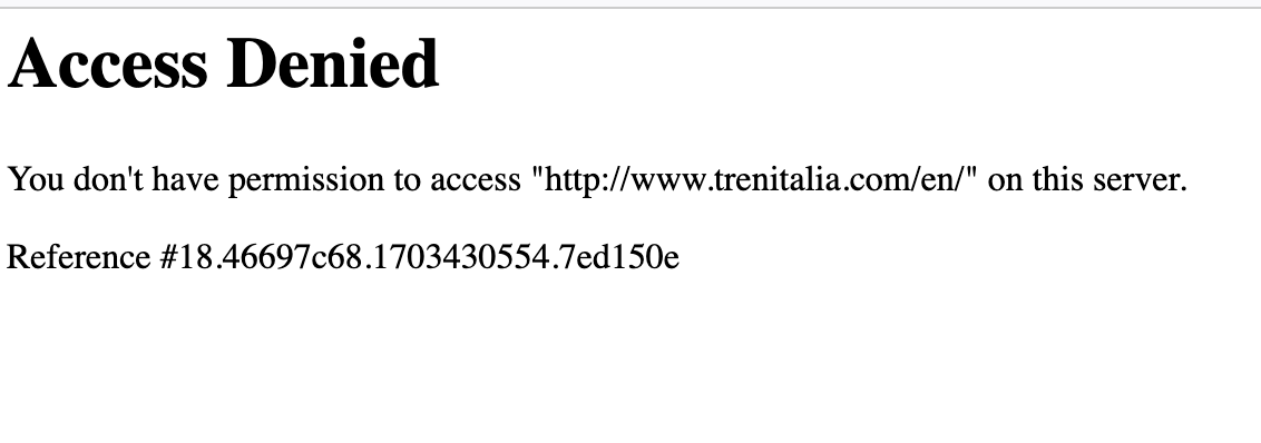 RosannaDB's tweet photo. @LeFrecce Ma il sito trenitalia non si può accedere dagli stati uniti?? Abbastanza assurdo direi, va aggiustato https://t.co/luoIaKg729