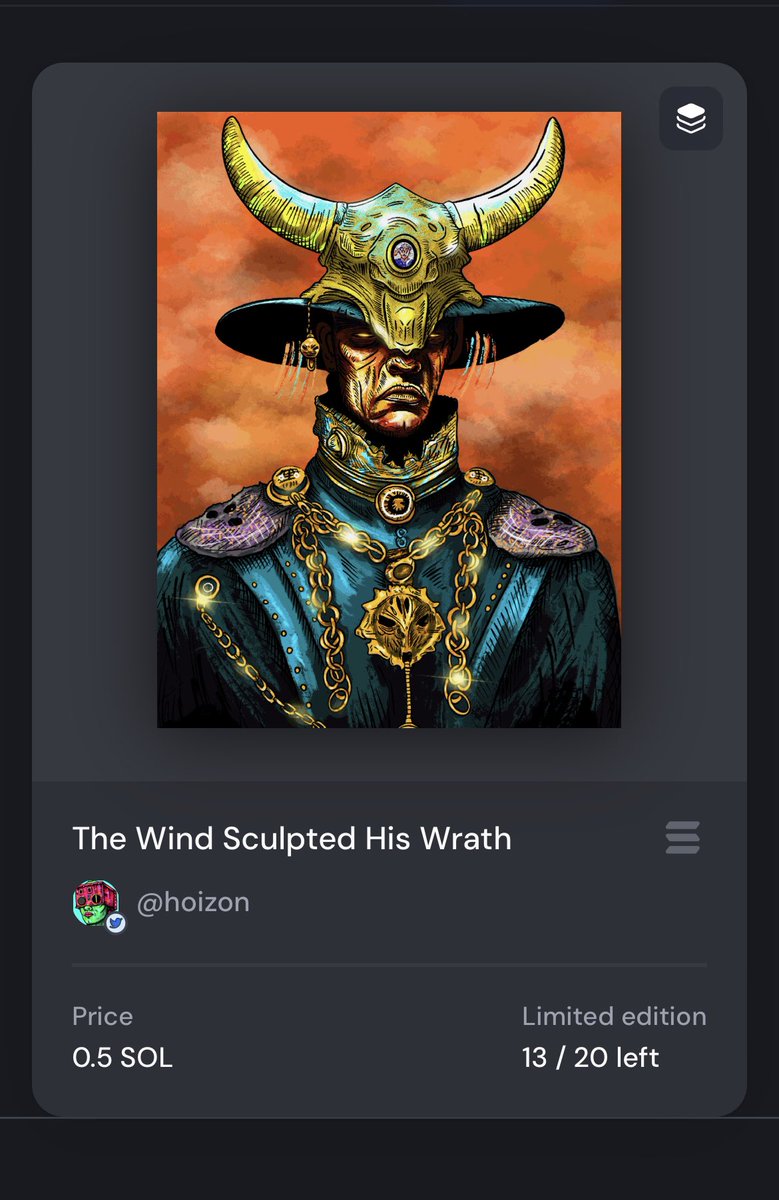 🚨 SOLD 🚨

Massive thanks to my bro <a href="/0x_vertigo/">Vertigo</a> and <a href="/ape4459/">shawoozi🍌69</a> for picking up an edition of “The Wind Sculpted His Wrath”

I feel alive ☺️ only 13 editions left 🔥