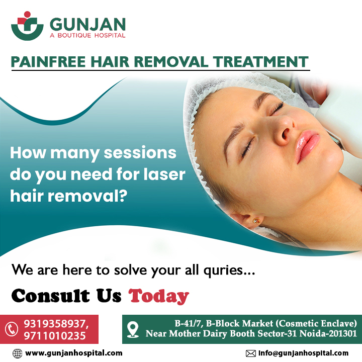 Say goodbye to unwanted hair with our pain-free hair removal treatment at Gunjan Hospital. Experience smooth, beautiful skin without the discomfort. 
#PainlessBeauty #HairRemovalMagic #SmoothSkinJourney #GunjanHospitalCare #FlawlessResults #BeautyWithoutPain #ConfidenceUnveiled