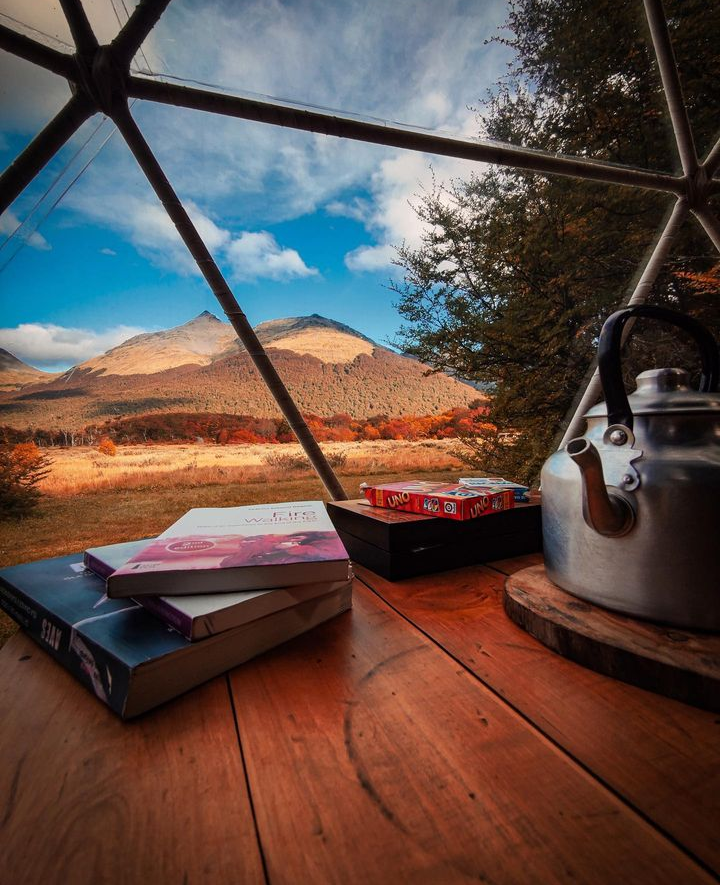 JemimaBessonart's tweet photo. Nuestro Finde en el fin del mundo, desde el glamping. Feliz Navidad!! Gus, Jemi y el pequeño Efra. #ESTEFINDE https://t.co/RRKPxHbH9Q
