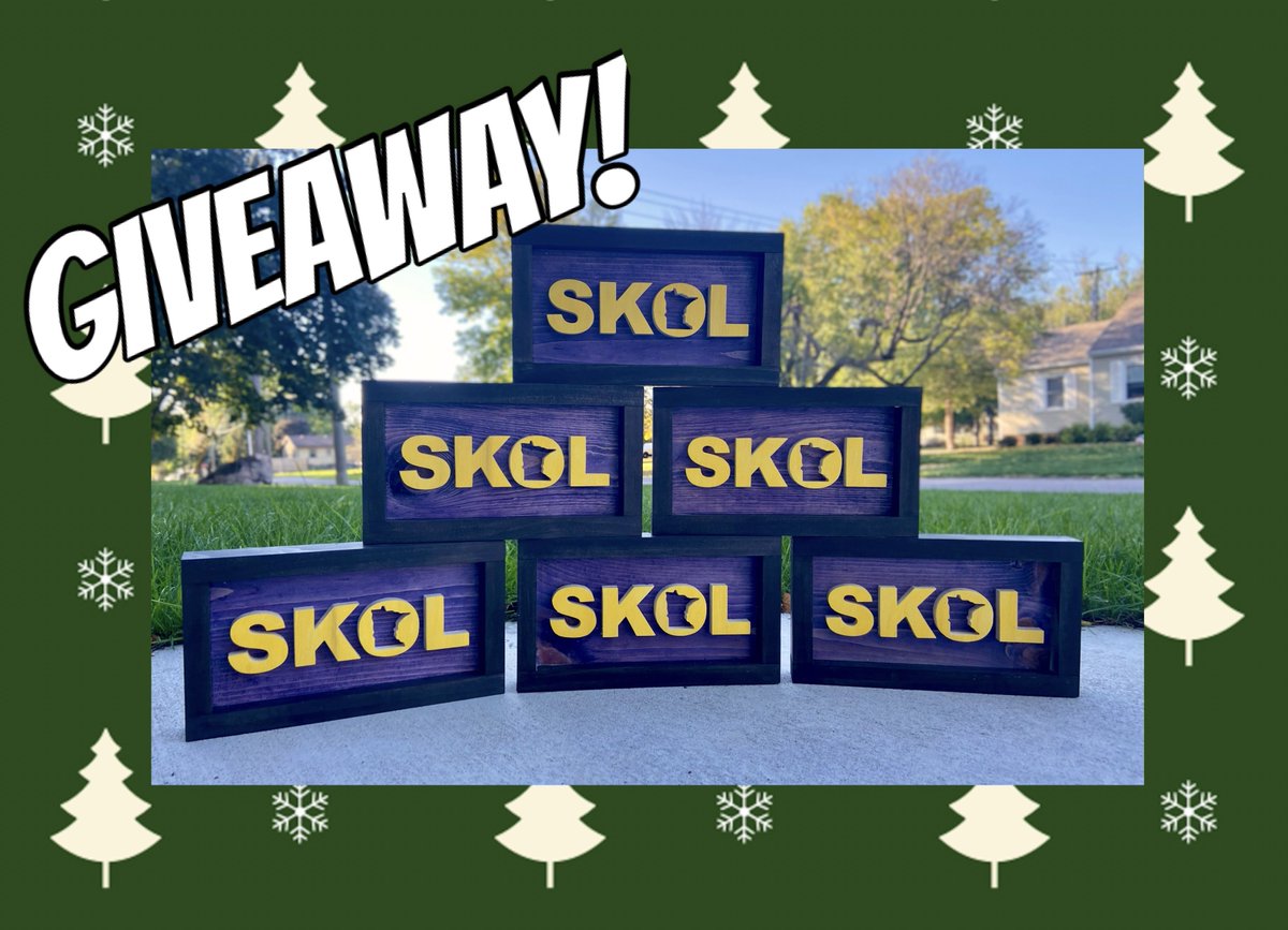 thatsbadassmn's tweet image. 🎄GIVEAWAY TIME🎄

Merry Christmas Eve! I’m going to be choosing two(2) random #Vikings fans who FOLLOW ME that LIKE and RETWEET this post to win a wooden #SKOL piece handmade me!

Tag any and all Vikings fans! 

Winners announced via retweet tomorrow 12/25/23 @ 7:30PM CST