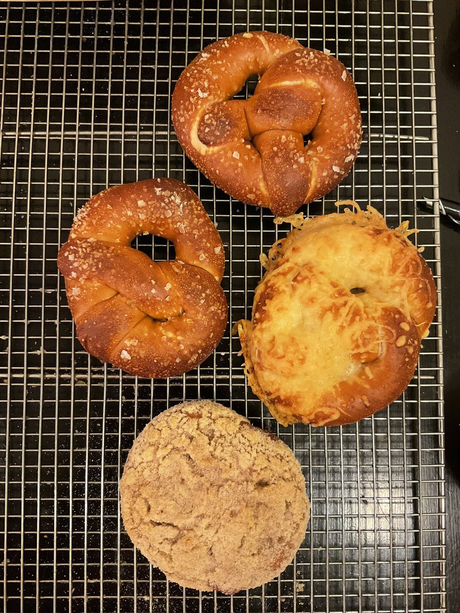 Just made soft pretzels.  Classic , Four cheese and a new idea. Cinnamon Streusel.  @kingarthurflour  #homebaking