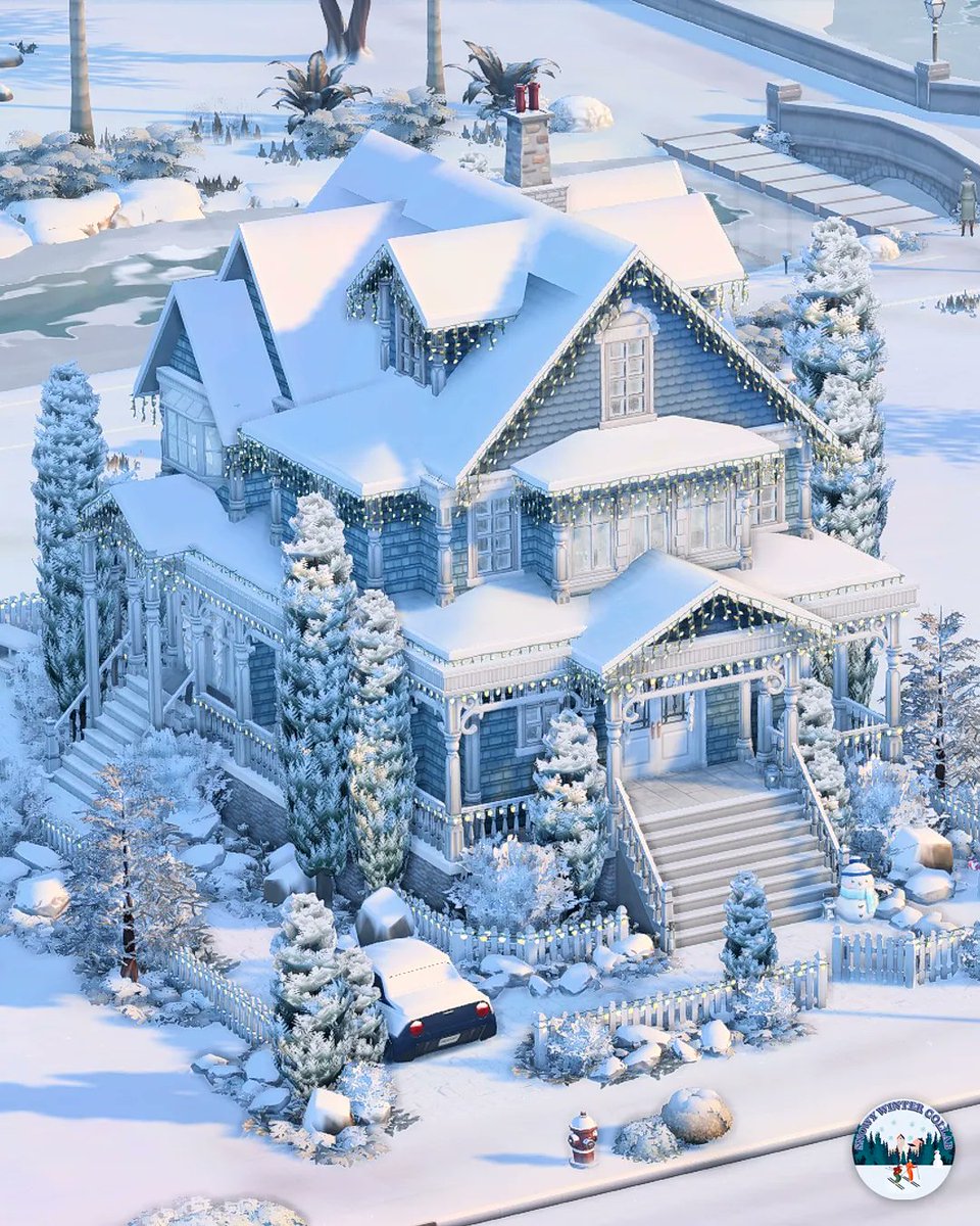 create4sims's tweet photo. Blue Family Christmas House | no CC 
✨ Watch Speedbuild: https://t.co/2mGXlNymqX
#TheSims4 #thesims #Sims4 https://t.co/82C4tgcdRY