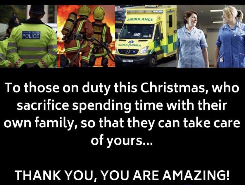 Wishing everyone a very Merry Christmas on this eve, and please do take a moment to remember the blue light personnel working over the coming days and nights, wherever you are based stay safe and thank you 👏🏼🎄🎁  
#Team999 💙❤️💚
#MerryChristmas