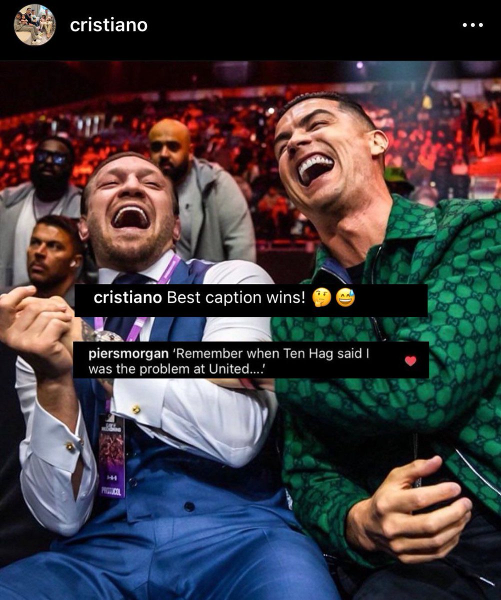 TeamCRonaldo's tweet photo. 📲 Piers Morgan's comment under Cristiano Ronaldo's latest IG post. 😂😂 https://t.co/sdvSQAwrht