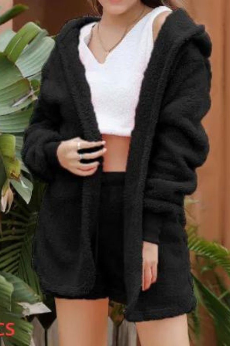 👕Black Color Winter Plush Leisure Suit For women🩷😍 #dresses #longsleevedress #sleevedress #dress #fashion #ootd #blacksweater