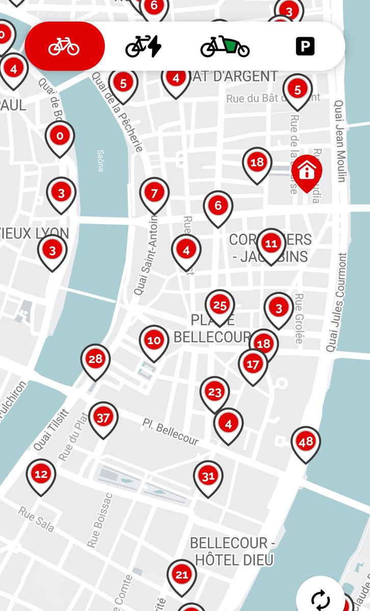 DavidLaMars's tweet photo. Quelques cartes en direct de disponibilité de vélos en libre-service. Toulouse, Paris, Lyon et ... ? https://t.co/Y50I3qZCB1