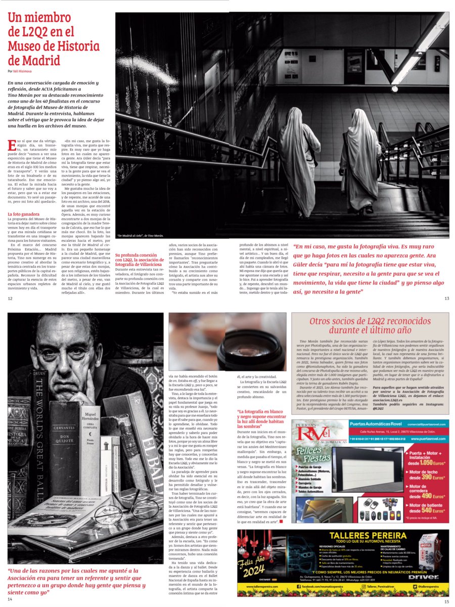 Tino_moran's tweet photo. Gracias @AcuaVillav por dedicarme estas páginas en la revista nº 62 👉🏼 https://t.co/BWwCmvF4AV
Tener una fotografía en el Museo de Historia de Madrid es emocionante a la vez que da vértigo
Siempre gracias a #L2Q2 @l2q2_fotografia de #VillaviciosadeOdon @Aytovilladeodon https://t.co/YS33PTcLMc
