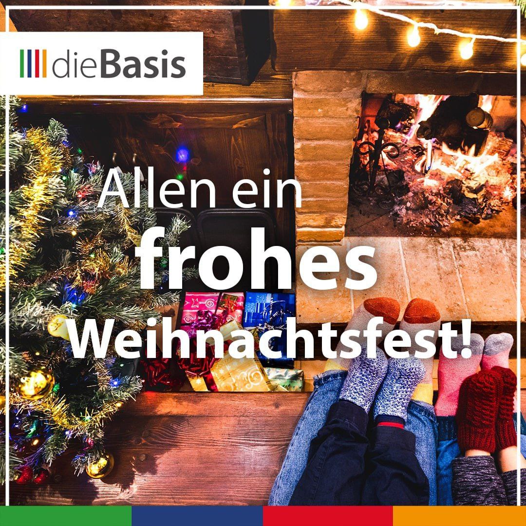 Das Jahr neigt sich dem Ende zu und wir wünschen allen Bürgerinnen und Bürgern, allen Mitgliedern und Freunden von dieBasis ein frohes und besinnliches Weihnachtsfest.

🟩🟩🟦🟦🟥🟥🟧🟧
#diebasis #weihnachten #frieden #weltfrieden #menschlichkeit #dubistdiebasis