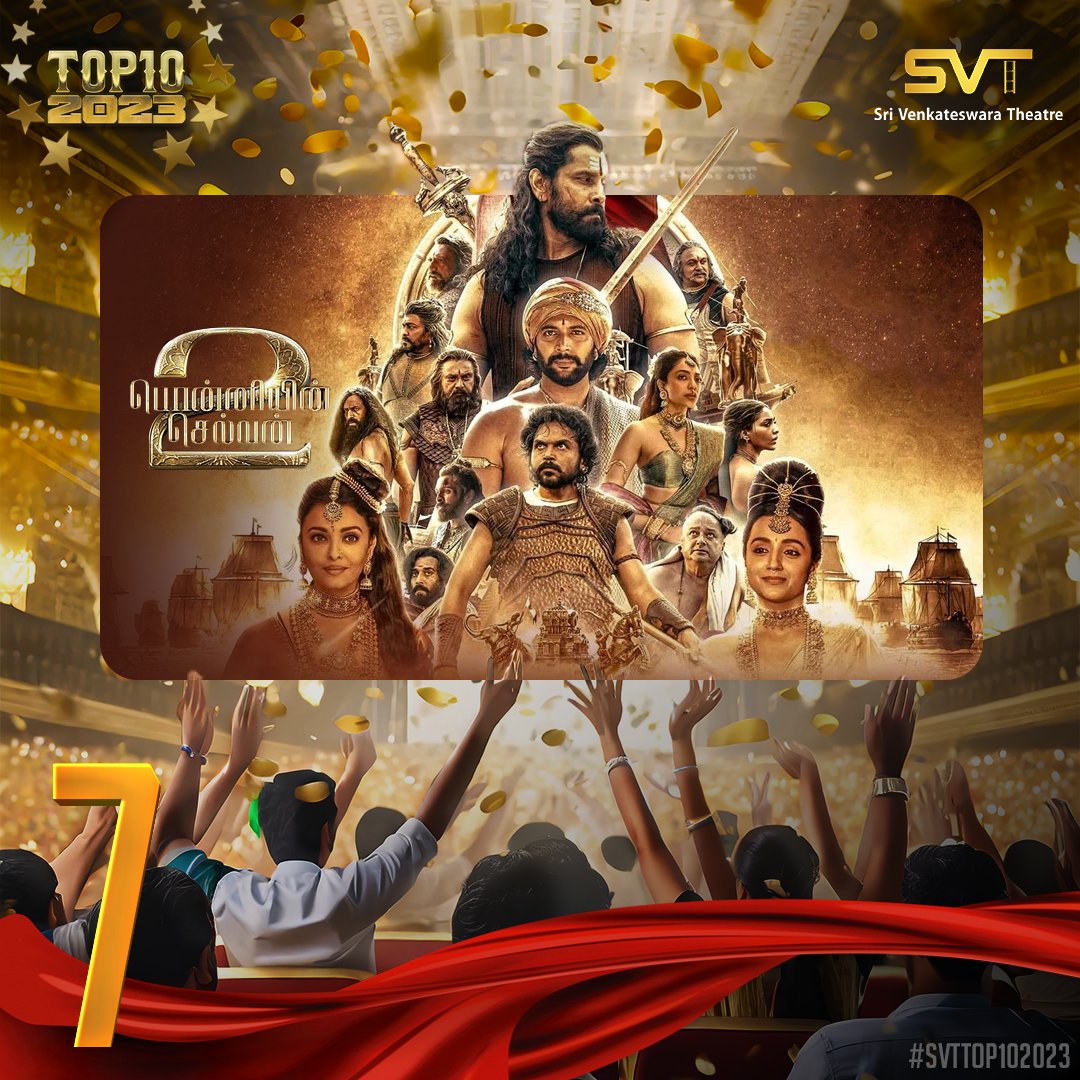 SVT_RGBLASER1's tweet photo. #SVTTop10

Breaking into the top 10 with grace, #PonniyinSelvan2 #PS2 🗡️🏰 claims the 7th spot. Directed by the brilliant #ManiRathnam, this historical drama held audiences spellbound for a majestic 18 days!

@chiyaan @Karthi_Offl @actor_jayamravi @trishtrashers https://t.co/tFdCDx5qdd