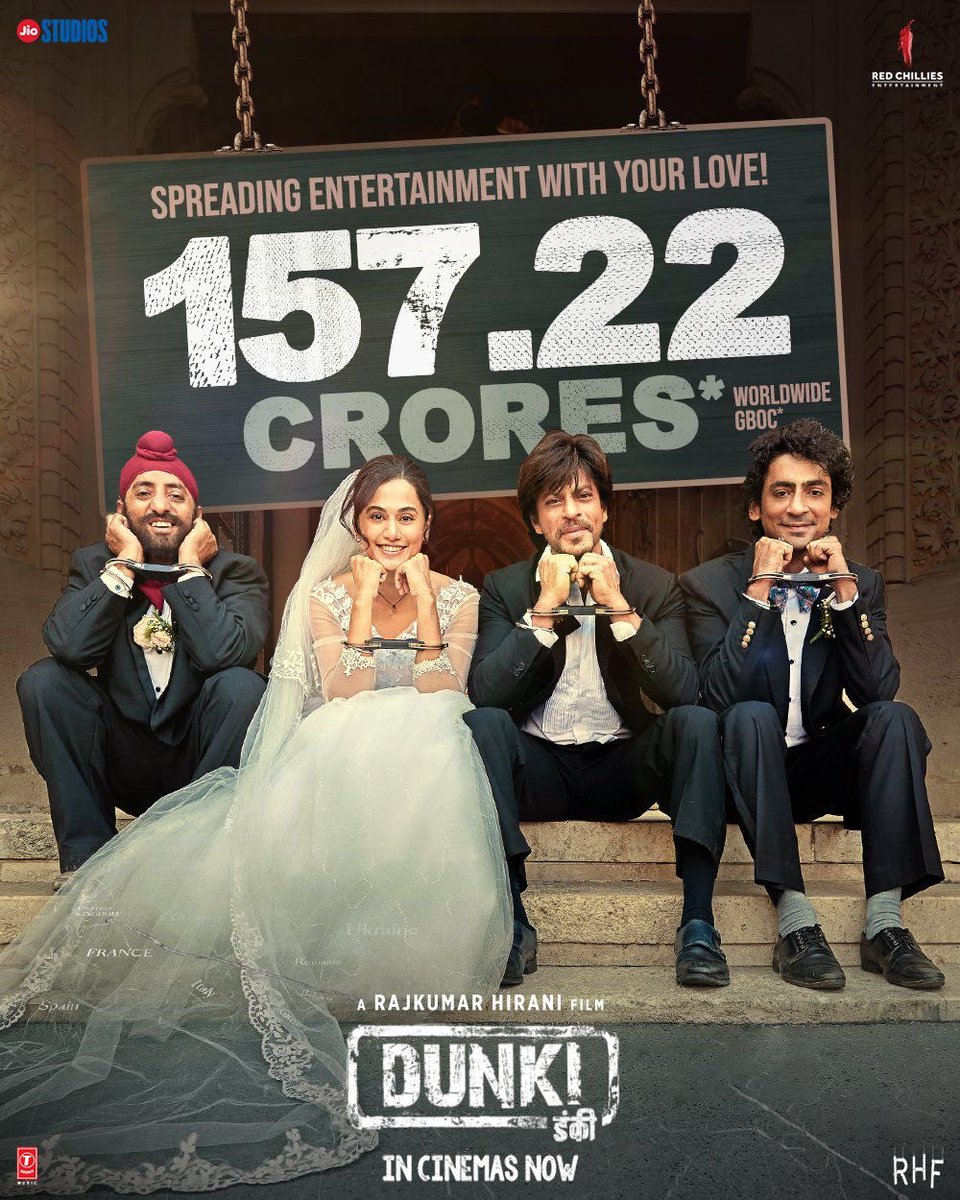 #Dunki crosses 150 crores worldwide gross #ShahRukhKhan