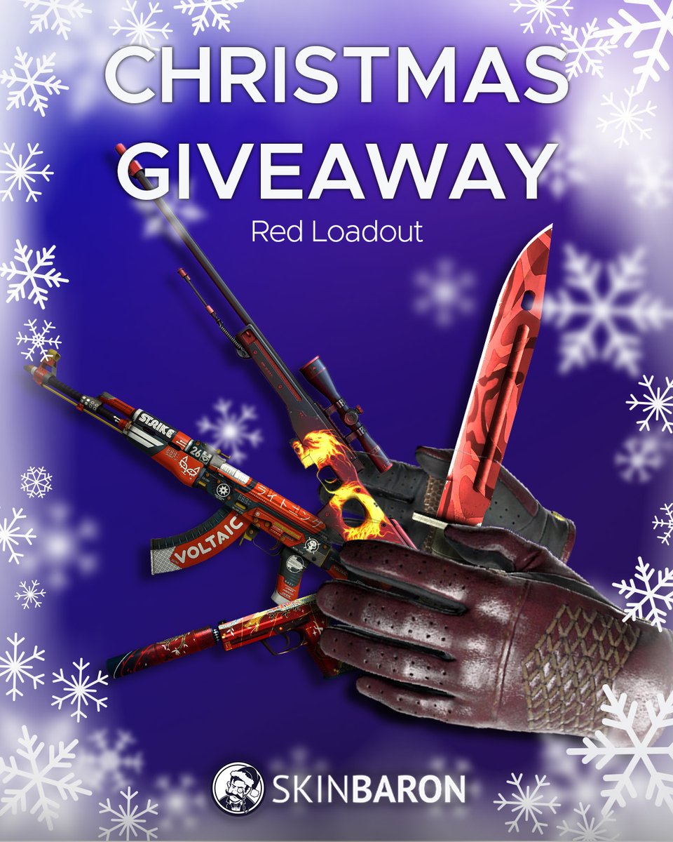 SkinBaron.com (@skinbaronen) on Twitter photo We wish you all a Merry Christmas! To celebrate properly we got you not just an awesome knife, but a whole loadout as a Christmas Giveaway 🎅
✅ Follow <a href="/SkinBaronDE/">SkinBaron.de</a> & <a href="/SkinBaronEN/">SkinBaron.com</a>
✅ Retweet
✅ Tag 2 friends
Giveaway ends at 02.01.2024 ⏰ We wish you all a Merry Christmas! To celebrate properly we got you not just an awesome knife, but a whole loadout as a Christmas Giveaway 🎅
✅ Follow <a href="/SkinBaronDE/">SkinBaron.de</a> & <a href="/SkinBaronEN/">SkinBaron.com</a>
✅ Retweet
✅ Tag 2 friends
Giveaway ends at 02.01.2024 ⏰