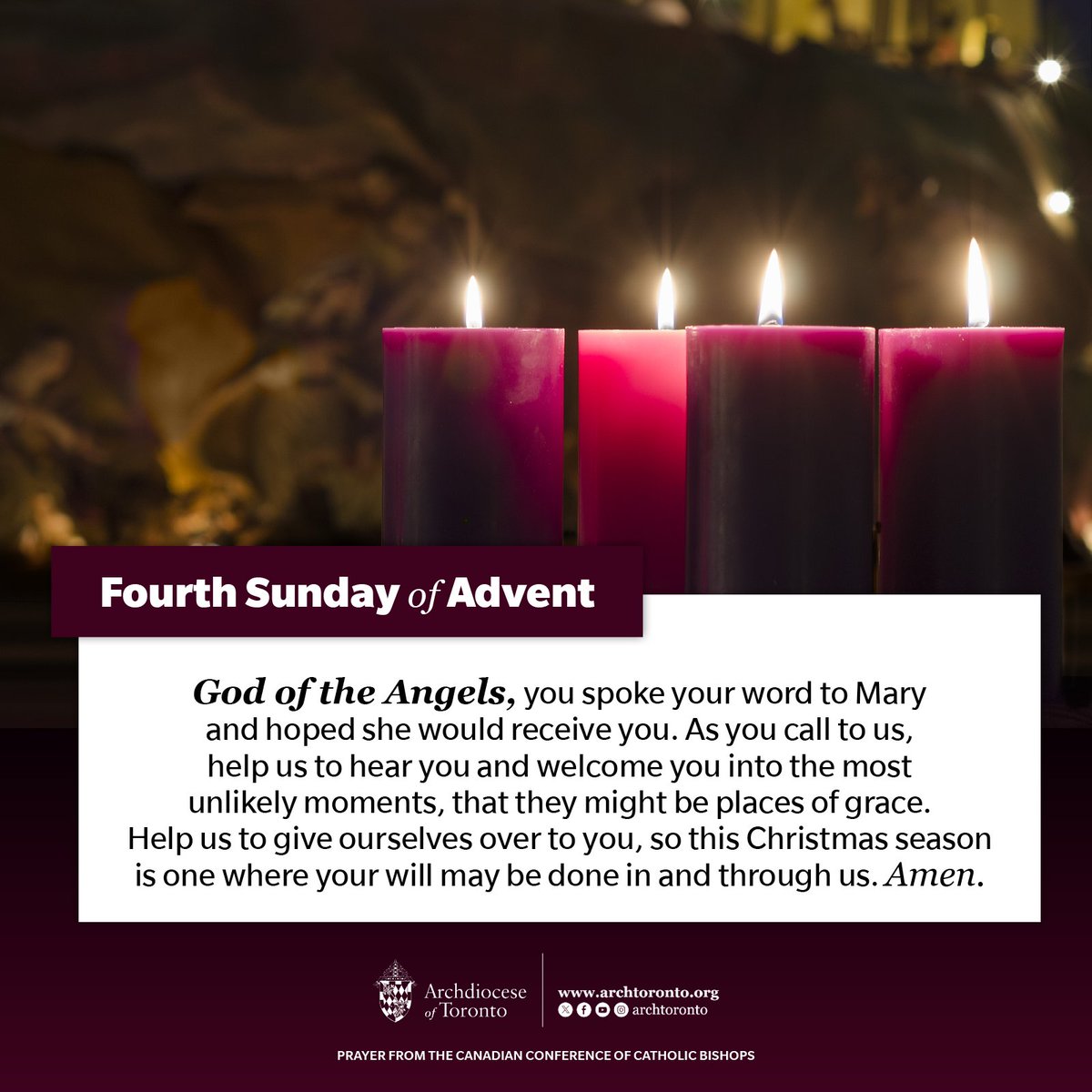 God of the Angels, you spoke your word to Mary and hoped she would receive you. As you call to us, help us to hear you and welcome you into the most unlikely moments, that they might be places of grace... Amen. @CCCB_CECC #Advent2023