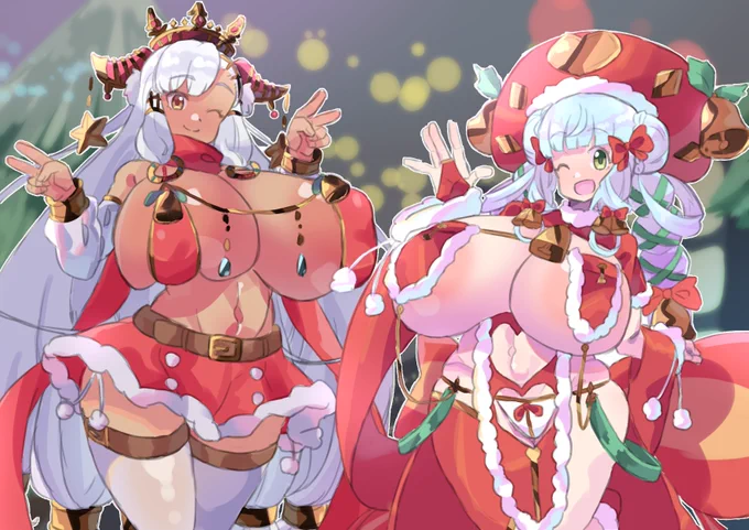 雨竜みずはさん()のクリスマスイラスト描かせていただきました…!えっちサンタ衣装考えるお仕事に転職しようかな… 