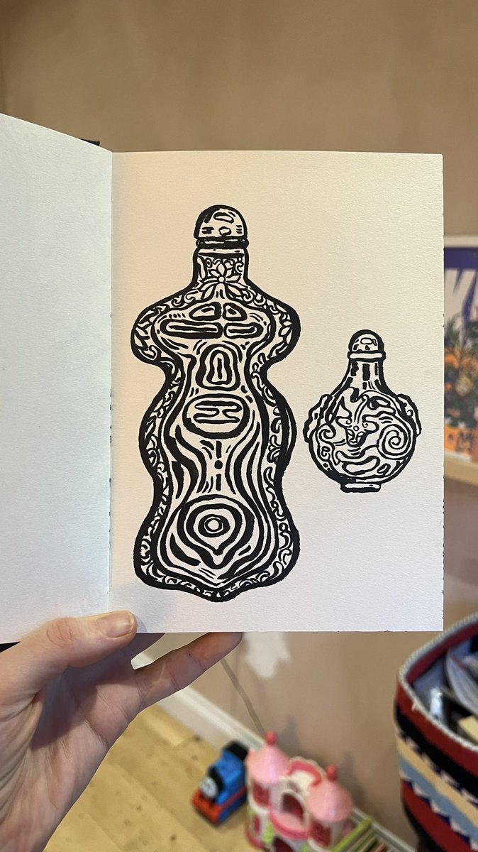 more Christmas sketchbooking #sketchbook #domesticdrawing #moths #sleepingbabydrawing #snuffbottles ✍️