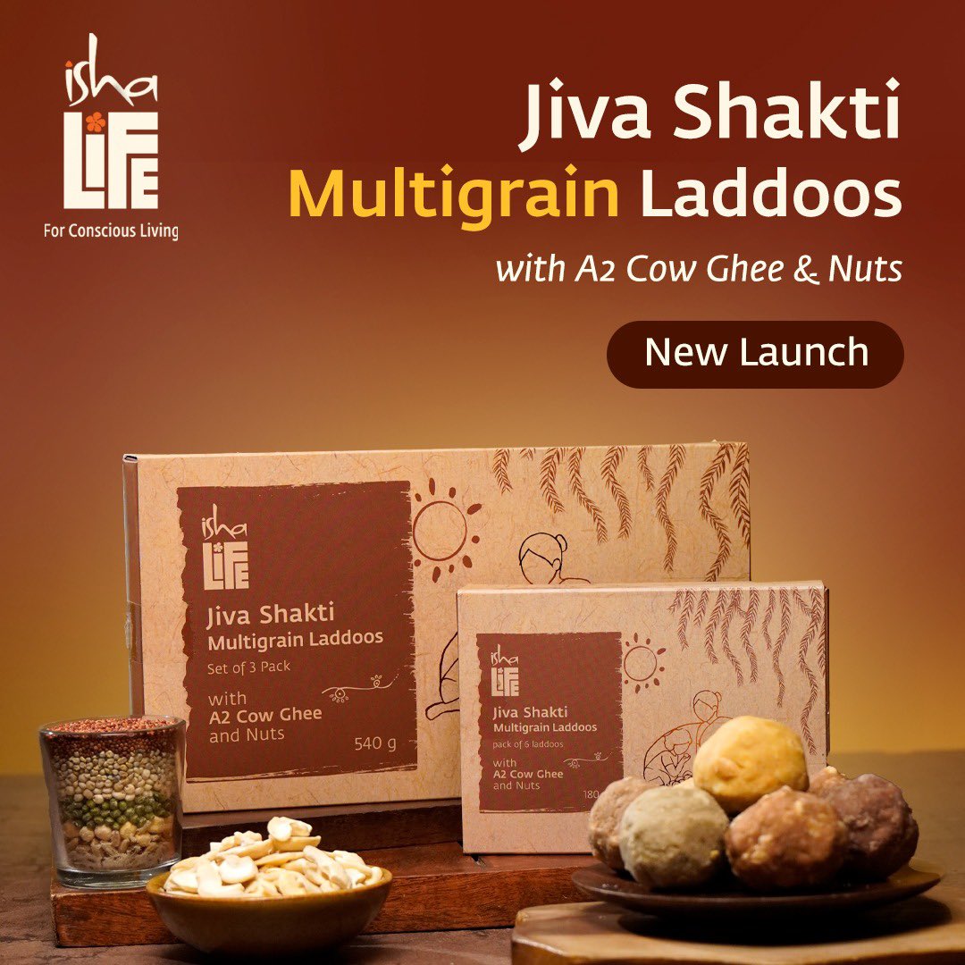 Tried the New A2 Ghee Jiva Shakti Laddoos yet? Tell us in the comments!

Try Now
Link in bio

#jivashakti #laddoos #happiness #giftingseason #healthytreats #indiansweets #superfoodnutrition #giftingmadeeasy #ishalifesecret #nutritions #multigrain #millets #healthylifehappylife…