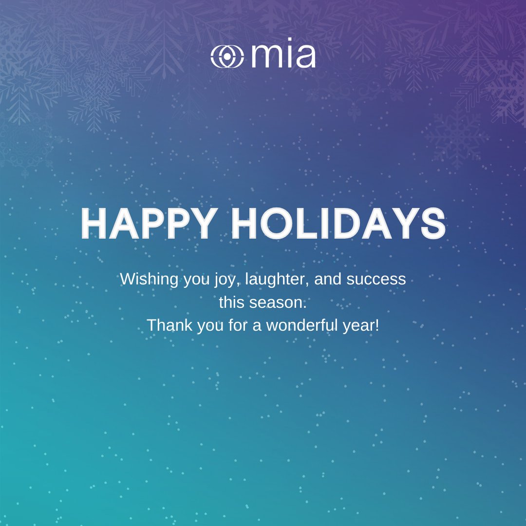 🎄✨ Happy holidays from all of us at Mia! 

As this season of joy unfolds, we at Mia want to extend our warmest wishes to you and your loved ones. May these days bring you happiness, peace, and moments filled with laughter and love. 🌟