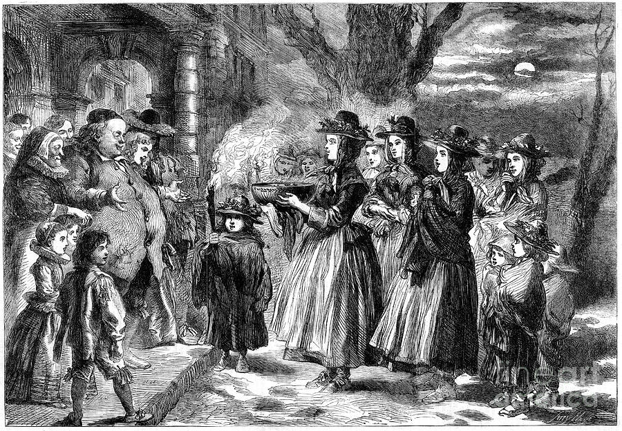 badly_wired's tweet photo. December 24th:
#FolkloreSunday
The Somerset Carol was collected by English Folk Song revivalist #CecilSharp in 1902.
Mr Rapsey of Bridgwater provided the melody and lyrics, later included in Somerset Folk Songs, and recalled singing it in the streets at Christmas in the Wassail tradition.
Singers would visit houses offering good cheer & a drink of mulled cider or ale from the wassail bowl.
On Twelfth Night, the wassail returns, this time to the apple orchards, where the Queen of the Wassail is carried on the wassailer's shoulders to place cider soaked toasted bread amongst tree branches, driving away evil spirits and awakening the apple trees.
"Come all you worthy gentlemen
That may be standing by.
Christ our blessed Saviour
Was born on Christmas day.
The blessed virgin Mary
Unto the Lord did say,
O we wish you the comfort and tidings of joy!
Christ our blessed Saviour
Now in the manger lay;
He's lying in the manger,
While the oxen fed on hay.
The blessed Virgin Mary
Unto the Lord did pray.
O we wish you the comfort and tidings of joy!
God bless the ruler of this house,
And long on may he reign;
Many happy Christmases
He live to see again!
God bless our generation
Who live both far and near;
O we wish you the comfort and tidings of joy!"
Images:
The Wassail Bowl, 1860. From The Illustrated London News / Getty Images
Wassailers At The Door Of A Manor House: Mary Evans Picture Library