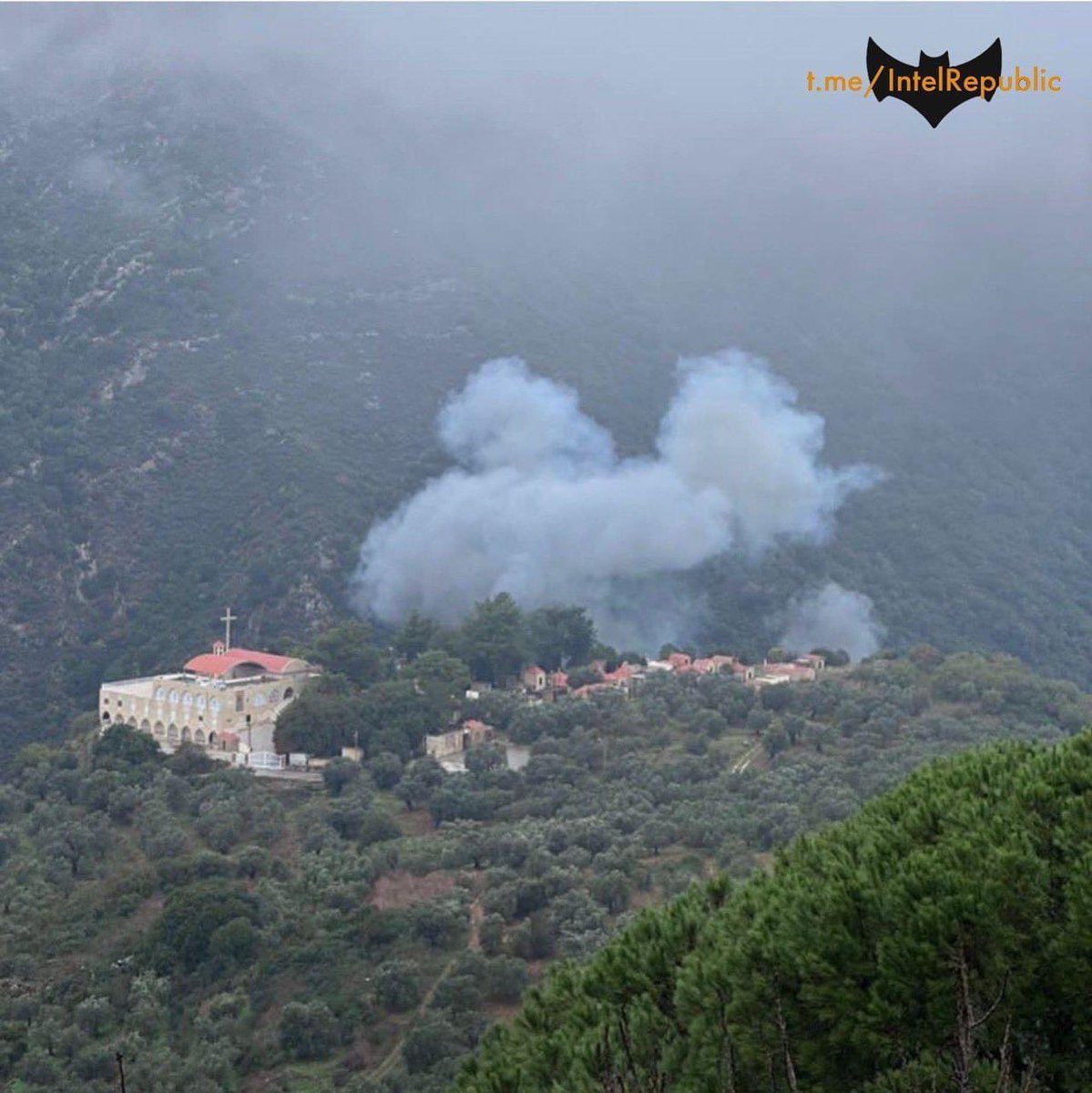 OrthoMemeSquad's tweet photo. Israel has bombed the Orthodox Monastery of St. Mama (martyred in 275 AD) in Deir Mimas Lebanon. The monastery was destroyed in the 2006 civil war and rebuilt. https://t.co/jUaJ7nEqHN
