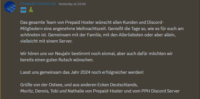 Weihnachtsgrüße vom gesamten Team🎄❄️

➡️ pp-h.eu/discord