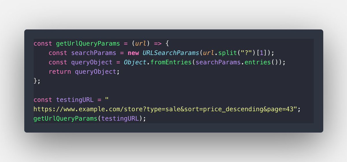 dvcoolarun's tweet image. #Javscript tip 👋

You can use the URLSearchParams interface Web API to work with URL query strings.

Full docs:
developer.mozilla.org/en-US/docs/Web…