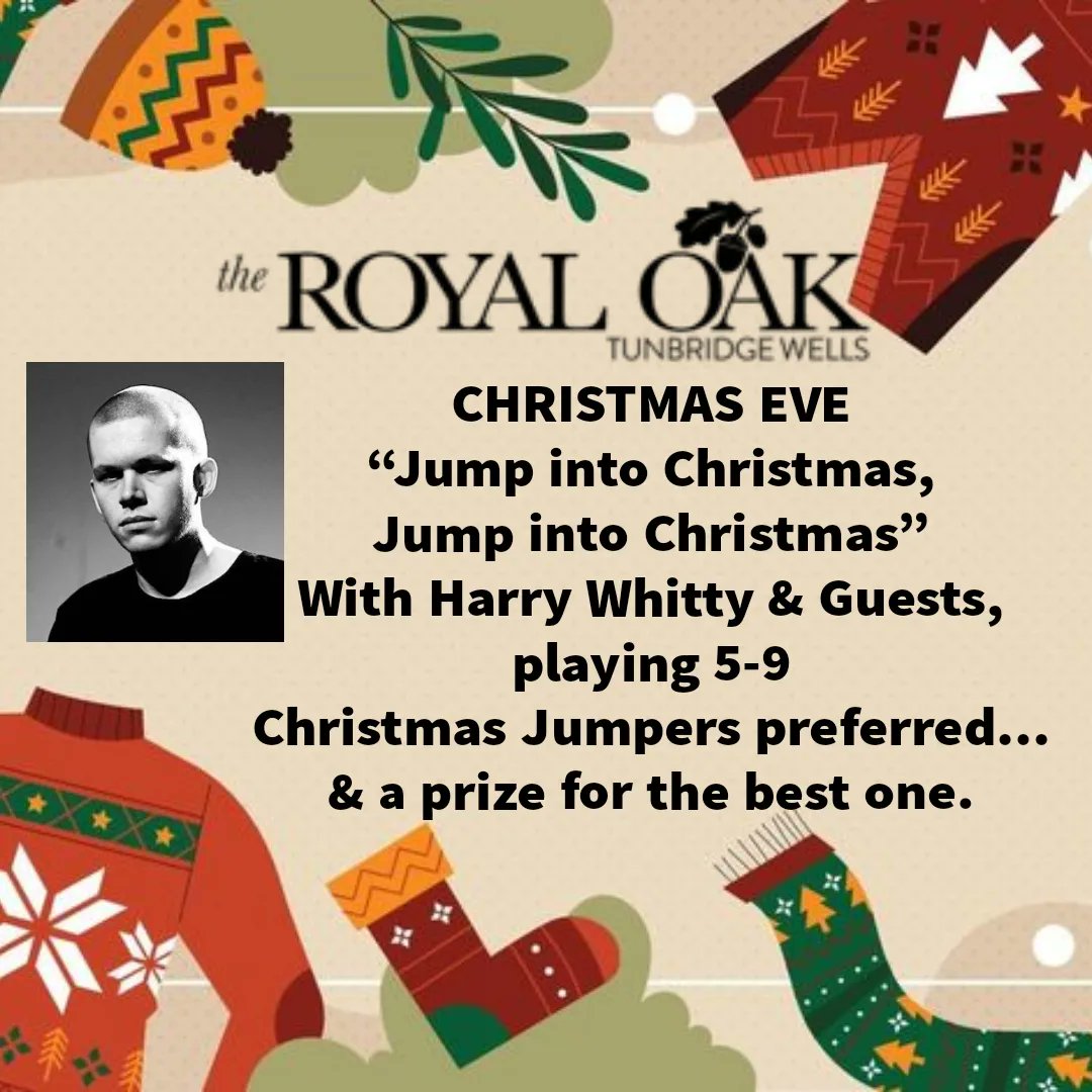 TheRoyalOakTW's tweet photo. Christmas Eve @theroyaloaktw brings you guest ales from #harveysbrewery #cellarhead #gaddsbrewery #gunbrewery &amp; #fivepointsbrewingco &amp; live music from Harry Whitty from 5-9. #westkentcamra #realale #realalefinder #livemusic #twmusic #localmusic #twevents https://t.co/XOhYhwqq9j