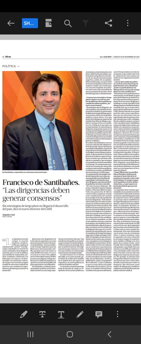 CARIconsejo's tweet photo. 🗞"Romper el acuerdo implícito que condena al subdesarrollo", explica el presidente del CARI, Francisco de Santibañes en un profundo reportaje de Alejandra Conti, ahora  compartido en la página web de La Nación 🖱 https://t.co/VmZTd6xC8p y en PDF 🖱 https://t.co/XeTCLeXuTy https://t.co/qlE7rQoVVJ
