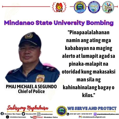MinalabacPNP's tweet photo. On Mindanao State University Bombing
#𝗦𝗘𝗥𝗕𝗜𝗦𝗬𝗢𝗡𝗚𝗡𝗔𝗚𝗞𝗔𝗞𝗔𝗜𝗦𝗔
#𝗧𝗼𝗦𝗲𝗿𝘃𝗲𝗔𝗻𝗱𝗣𝗿𝗼𝘁𝗲𝗰𝘁 https://t.co/SfUvrxu0B1