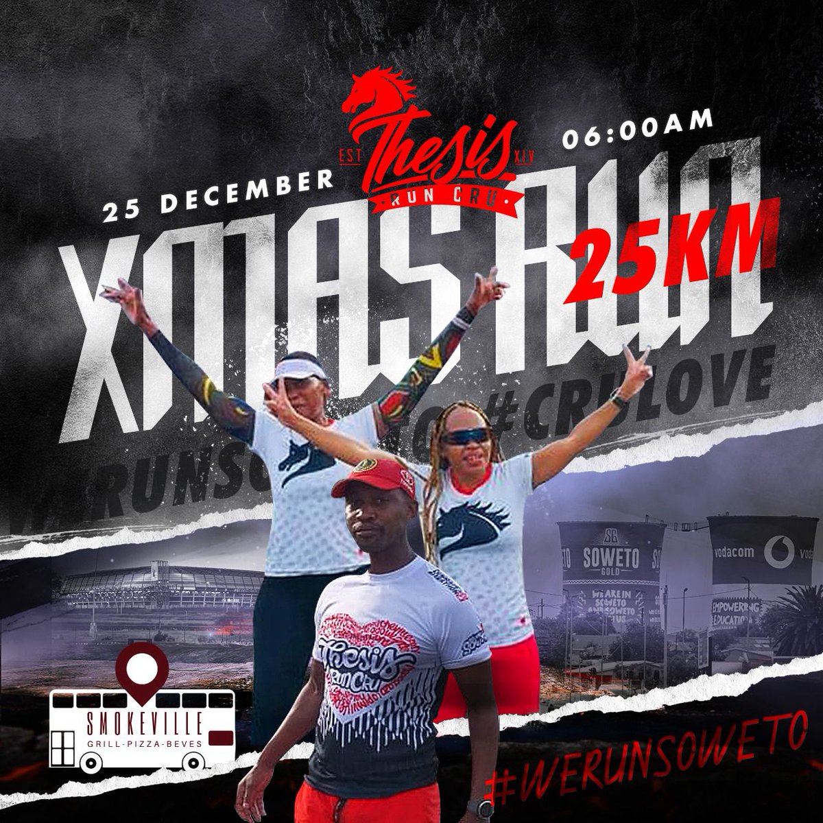 LeratoIsMyName's tweet photo. โChristmas is the spirit of giving without a thought of getting.โ
Join us as we spread the festive love on the streets of Soweto______
NB:The run will start at 5:30am
#WeRunSoweto
#GoodVibesOnly
#ThesisRunCru
#RunPartyRepeat
#CruLove
#Slyza
#RunningCulture
#RunAsOne https://t.co/aITe9Ieq5G
