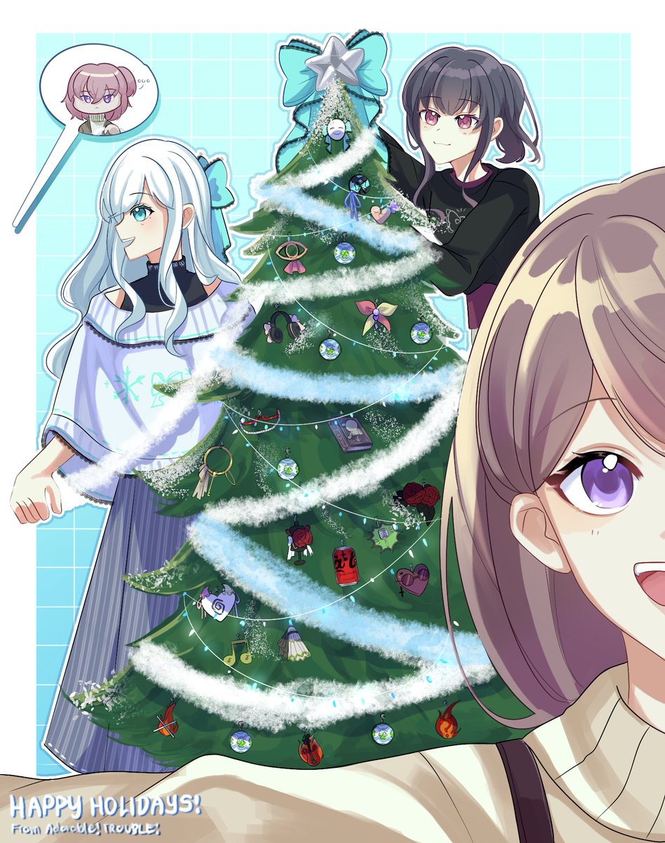 destinyidols's tweet photo. Merry Christmas and Happy Holidays! We all wish you the brightest and happiest holidays possible!

What's one of your favorite holiday traditions?

🎨: oliveyoink on discord and youtube

#intertwineddestiny #ADORABLEtrouble https://t.co/sjaIpEHIut