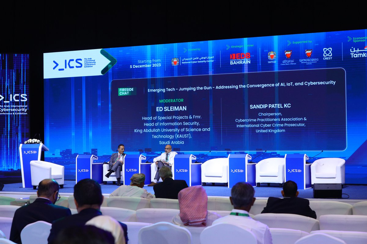 AicsExpo's tweet image. Fire Side Chat: Emerging Tech — Jumping the Gun — Addressing the Convergence of AI, IoT, and Cybersecurity
#AICS2023 #Innovation #CybersecurityConference #Bahrain #InnovationShowcase #CyberSecInnovators #CyberAwareBahrain