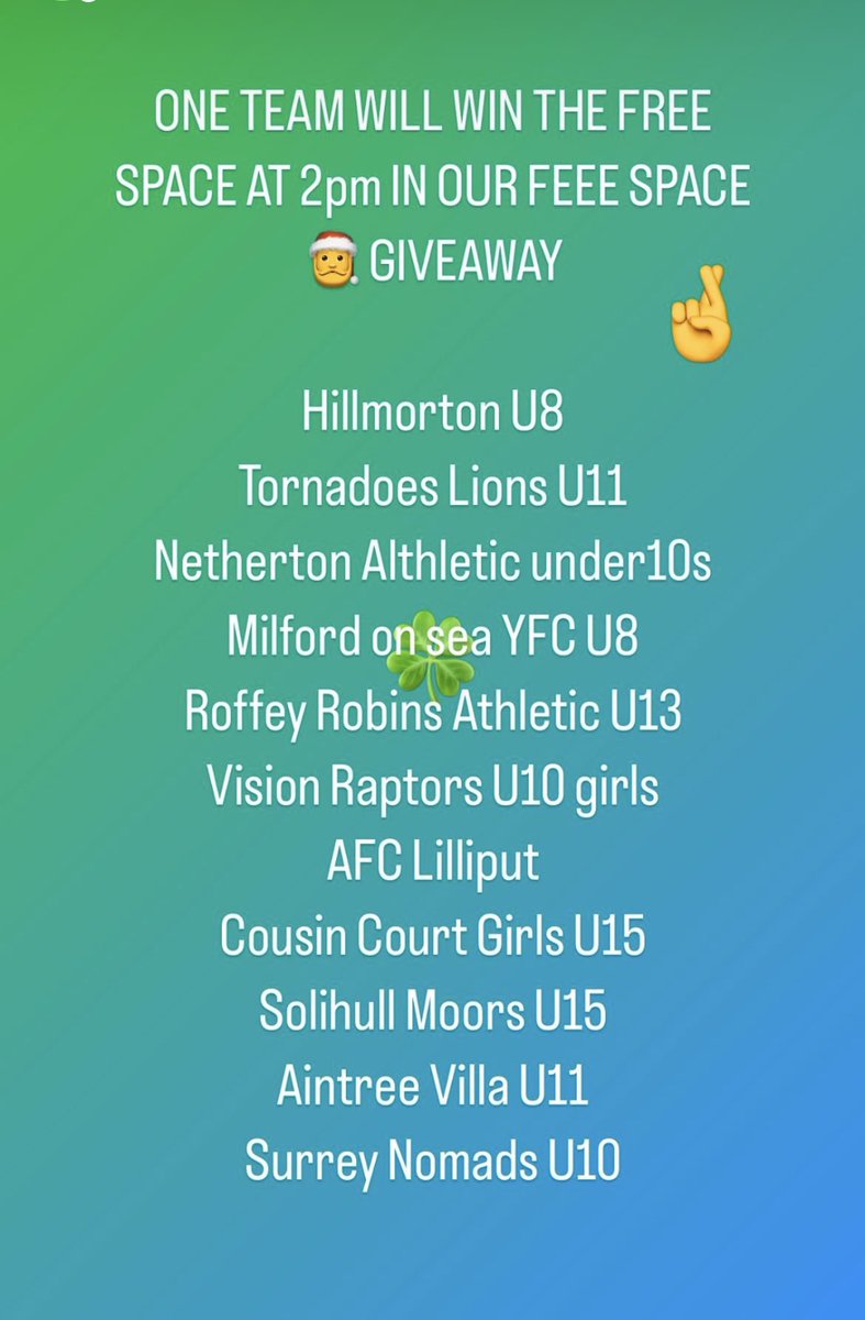 Thanks soo everyone that entered good luck to the 10 shortlisted teams below #giveaway #christmas #freespace #2024🤞