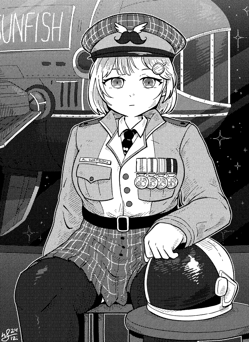 Space Admiral of the Watshuttle Sunfish, Amelia Watson (official portrait photograph, 7th Year of the Watsonic War) #ameliart 