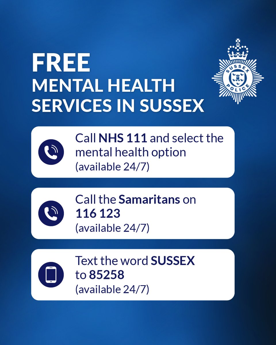 Despite all the festivities going on around us, many people are dealing with their mental health this time of year. Remember, support doesn’t close for Christmas. 📱 Here’s a list of services in #Sussex if you or your loved ones need support. 👇 Always call 999 in an emergency.