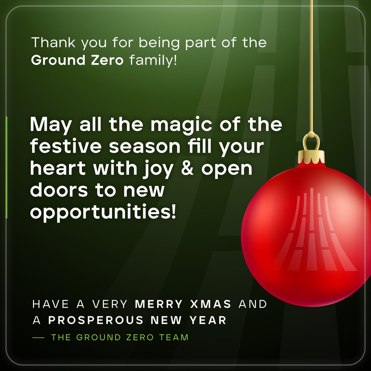🎅🏽 Have a very merry Xmas &amp; a prosperous New Year!

Ground Zero Team 🤩🥳