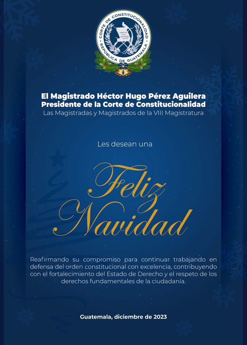 La Corte de Constitucionalidad les envía un saludo de Navidad.