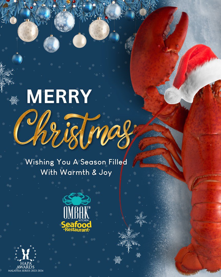 ombakkitchen's tweet photo. Merry Christmas to all our patrons. May this season of giving, give you warmth, joy and gratitude. Love, Ombak Seafood Restaurant. 🎄🎅🏻❤️🦞 https://t.co/A6rbvj9Xkz