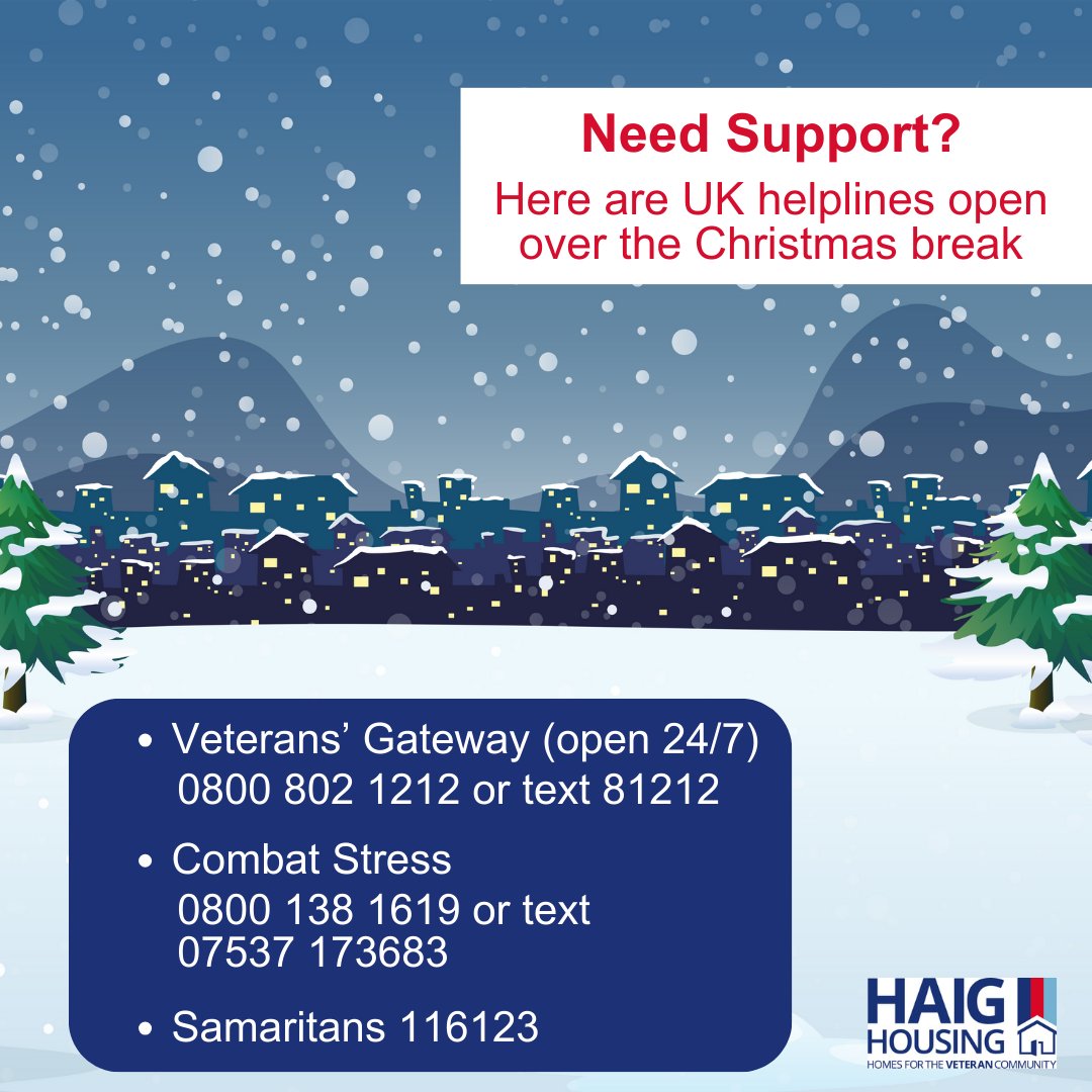 Christmas is not always easy; please reach out for support if you are struggling. More useful links are available here haighousing.org.uk/christmas-tips/ #veterans #veteranshelpingveterans #mentalhealth