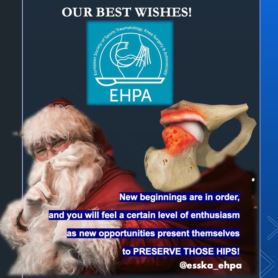 New beginnings are in order, and you will feel a certain level of enthusiasm as new opportunities present themselves to PRESERVE THOSE HIPS!
@EHPA_ESSKA