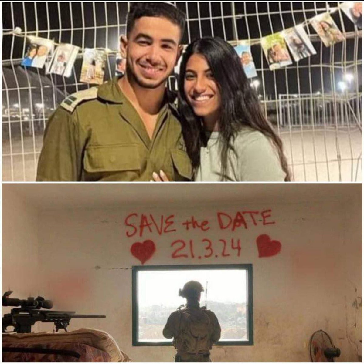 Lieutenant Oshri Moshe was engaged a month ago, and on the wall of a house in Gaza he set the date of his marriage, writing, “Save the date.” He sent it to his fiancée, and yesterday he was killed in the Gaza battles 🔻🔻🔻