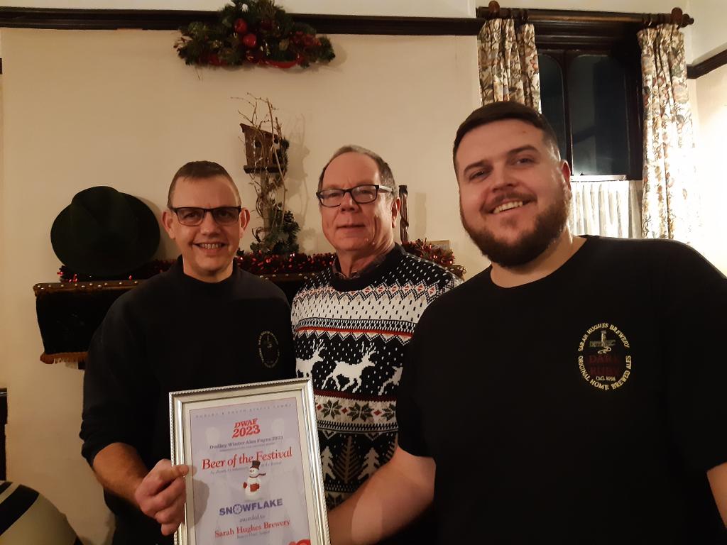 Presentation of the <a href="/Dudley_WAF/">Dudley Winter Ales Fayre</a> ber of the festival for Snowflake at <a href="/BeaconHotel/">Beacon Hotel Sedgley</a>.