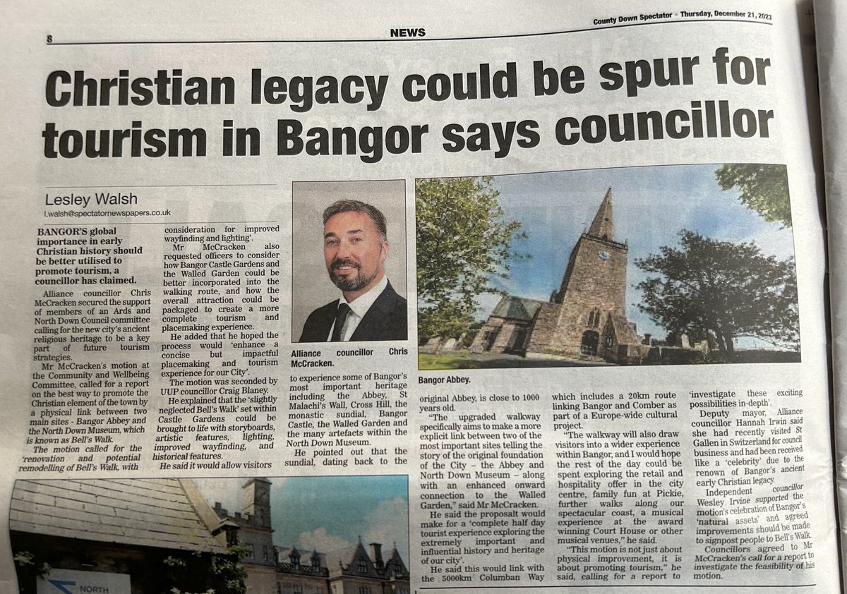 Whatever your beliefs, Christian heritage imbues western culture. One of the most significant pioneers came from Bangor. The impact of St Columbanus was profound but is poorly understood today.

My motion for a placemaking & tourism initiative draws on this legacy.