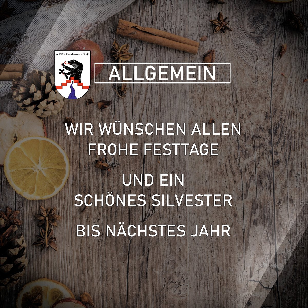 Wir wünschen euch allen frohe Festtage und ein entspanntes Silvester im Namen unseres Sportvereins.

Vielen Dank an alle Mitglieder, Freunde, Partner und Zuschauer.
Wir sehen uns im neuen Jahr.

#tsvh #weihnachten #silvester #danke