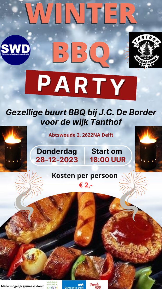 SWelbevindenD's tweet photo. GRAAG DELEN-GRAAG DELEN-GRAAG DELEN:
Winteractiviteiten in de kerstvakantie bij J.C. De Border
Mogelijk gemaakt door #Fonds1818, #PLUSTanthof, #Werkse, #GemeenteDelft, #VreugdevuurTanthof, #HaaglandenBeweegt, #SHDJ, #vrijwilligers, #SWD https://t.co/FsUJpTstzT