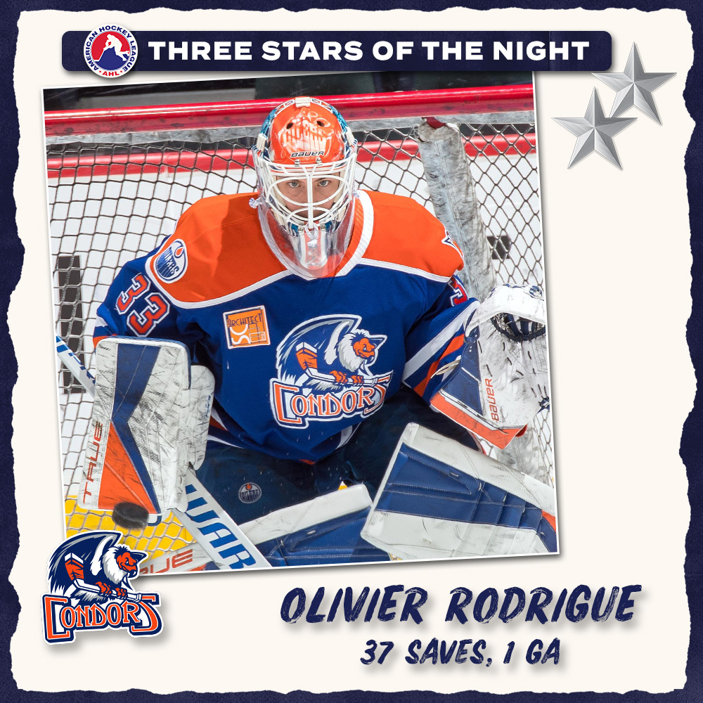 TheAHL's tweet photo. Saturday’s AHL Three Stars of the Night ⤵️

⭐️ Zach L’Heureux @mkeadmirals
⭐️⭐️ Olivier Rodrigue @Condors 
⭐️⭐️⭐️ Dylan Coghlan @ThunderbirdsAHL https://t.co/UWbKiSeJ1d
