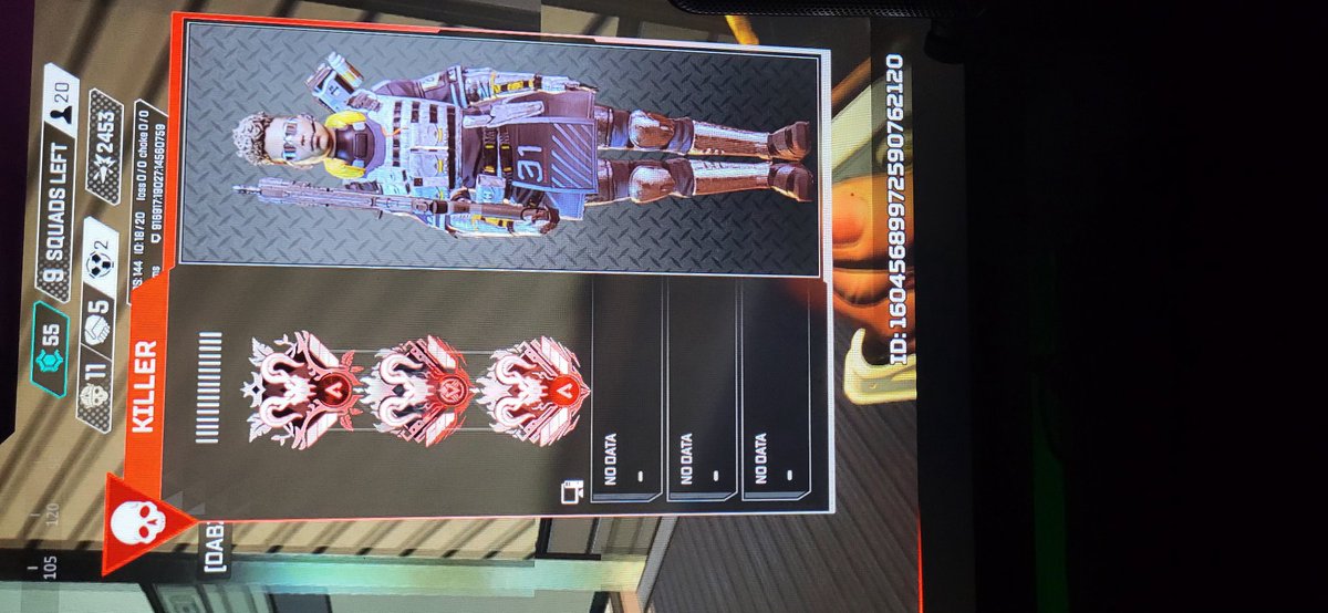 LD_Magness's tweet photo. First ranked game in a while and run into a cheater. Doesn't track anything. Shoots walls. Just knows where everyone is. Magically hits every bullet. This game is sad @PlayApex https://t.co/Qmn28X5CqW