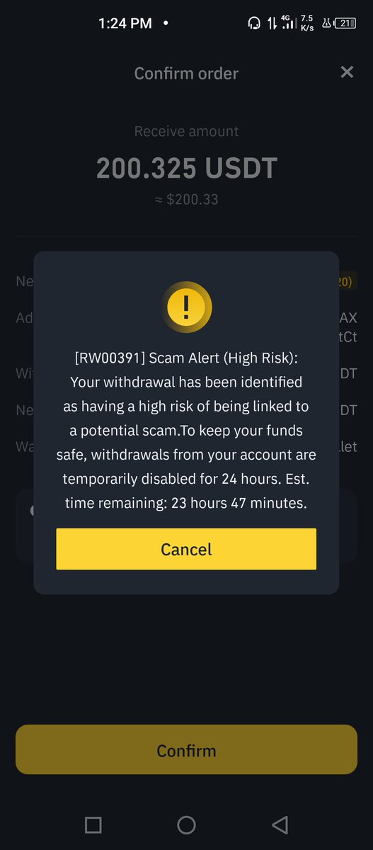 PrinceSarsah's tweet photo. I have been receiving this notification from my Binance account for the past two days. And am not able to withdraw my funds. I need help#Binance https://t.co/hjI1a1rgbf