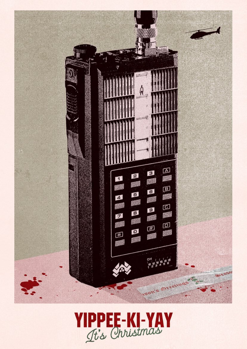 needledesign's tweet image. Ive never made really made many Christmas Film based posters (i told myself i’d do Eyes Wide Shut and The Apartment posters this year, but got really busy with work and hit with covid.)

Anyways heres a Die Hard inspired card i made a few years back.

Happy Holidays