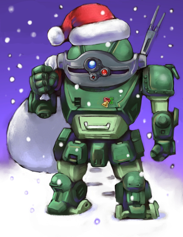 robot mecha no humans santa hat solo hat sack  illustration images